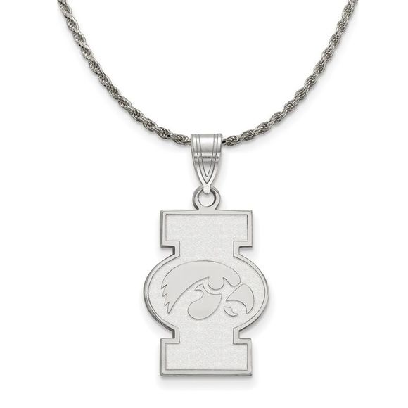 Sterling Silver U. of Iowa Hawkeyes Large Logo Necklace -...